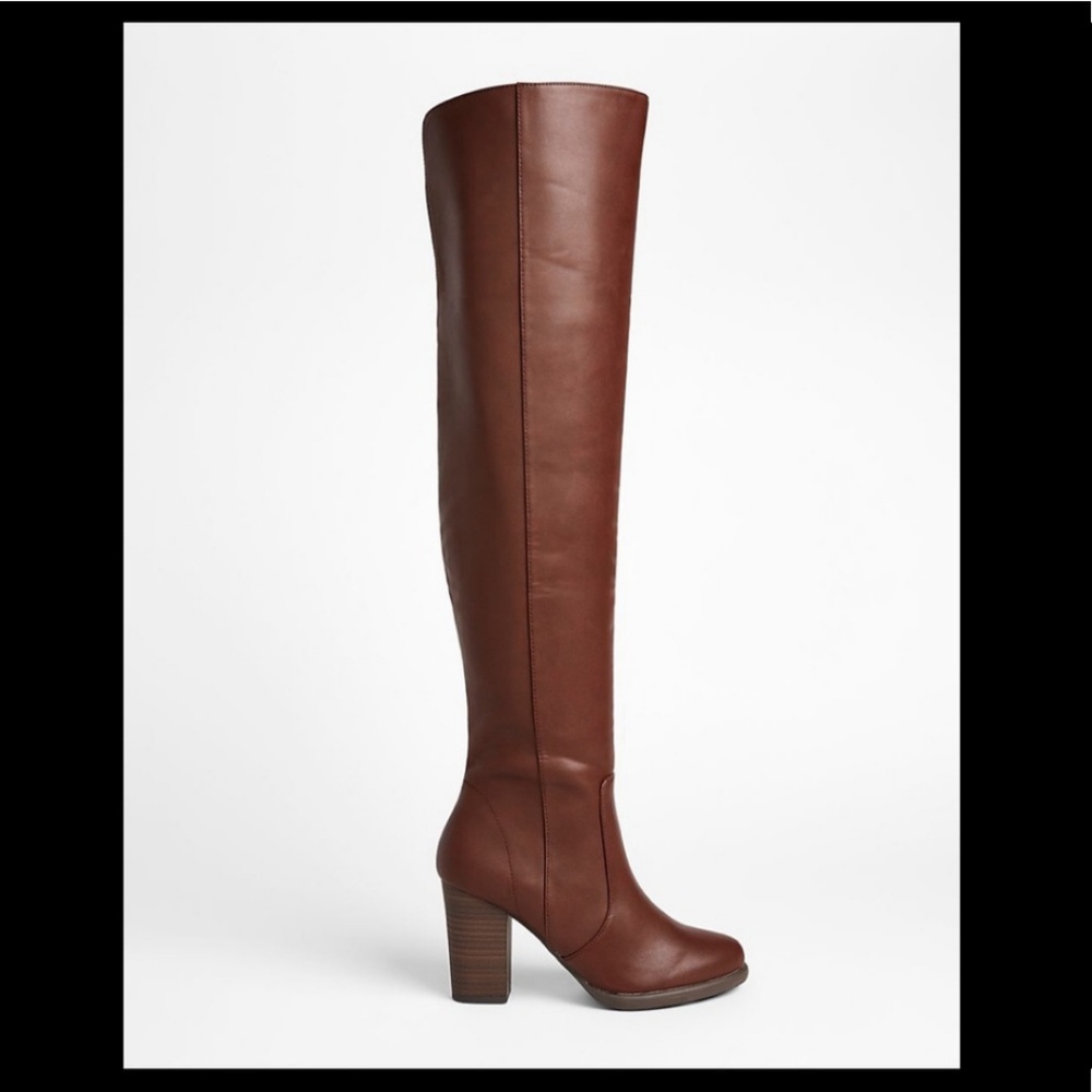 Express over the knee brown faux leather boots